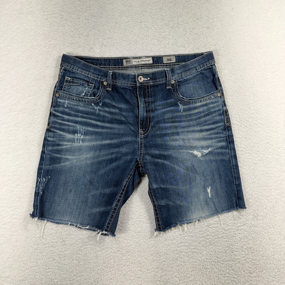 Buckle BKE Jean Shorts Mens 36 W36 Tyler Straight Leg Cut Off Light Wash Denim
